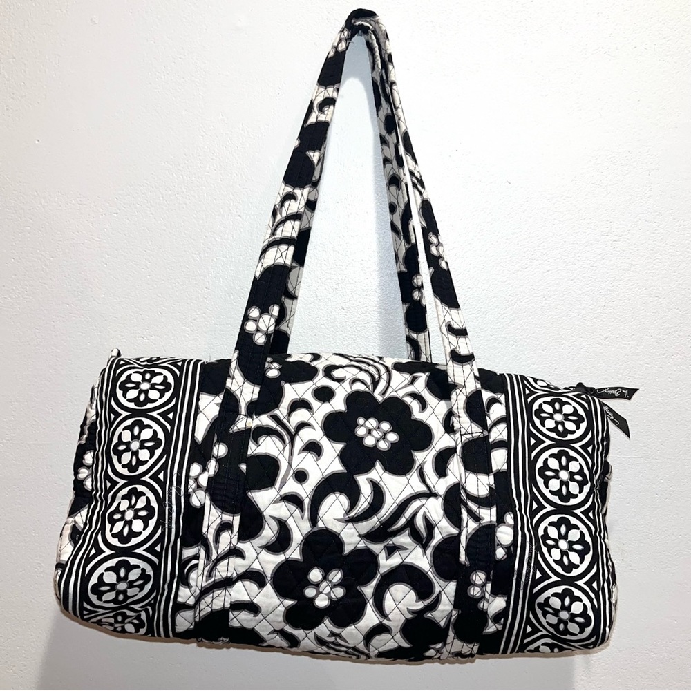 Vera Bradley Small Duffel Bag Black and White Floral